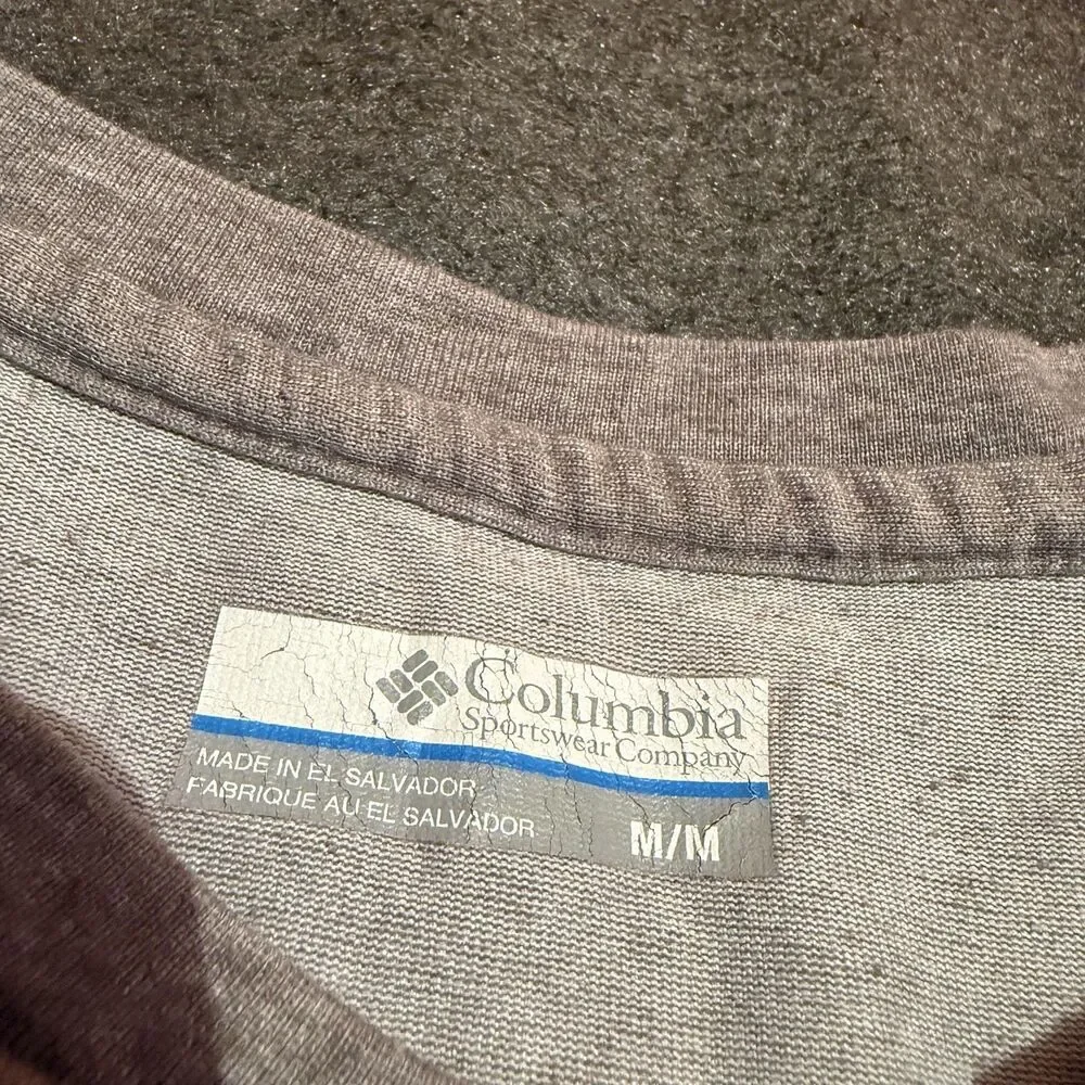Columbia Shirt Mens M Medium Gray Long Sleeve Henley Omni-Wick Outdoor Hiking